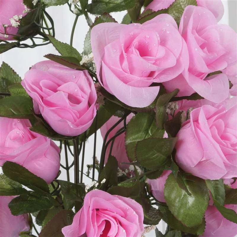 Silkflowersfactory Long Stem Rose Bush Artificial Silk Flowers - Pink Long Stem Roses 3 Silkflowersfactory Long Stem Rose Bush Artificial Silk Flowers - Pink Long Stem Roses