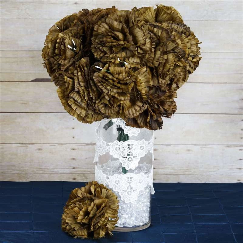 Silkflowersfactory Large Carnation Bush Artificial Silk Flowers - Chocolate 3 Silkflowersfactory Large Carnation Bush Artificial Silk Flowers - Chocolate
