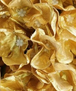 Silkflowersfactory Kissing Balls Hydrangea Kissing Ball Artificial Silk Flowers - Gold - 4 Pack
