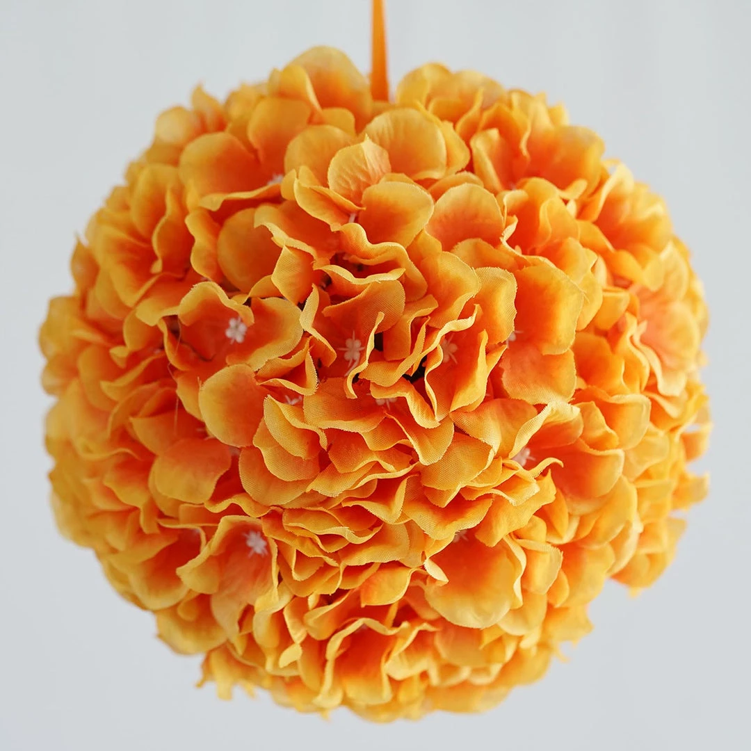 Silkflowersfactory Kissing Balls Hydrangea Kissing Ball Artificial Silk Flowers - Orange - 4 Pack 5 Silkflowersfactory Kissing Balls Hydrangea Kissing Ball Artificial Silk Flowers - Orange - 4 Pack
