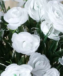 Silkflowersfactory Ranunculus Bush Artificial Silk Flowers - White