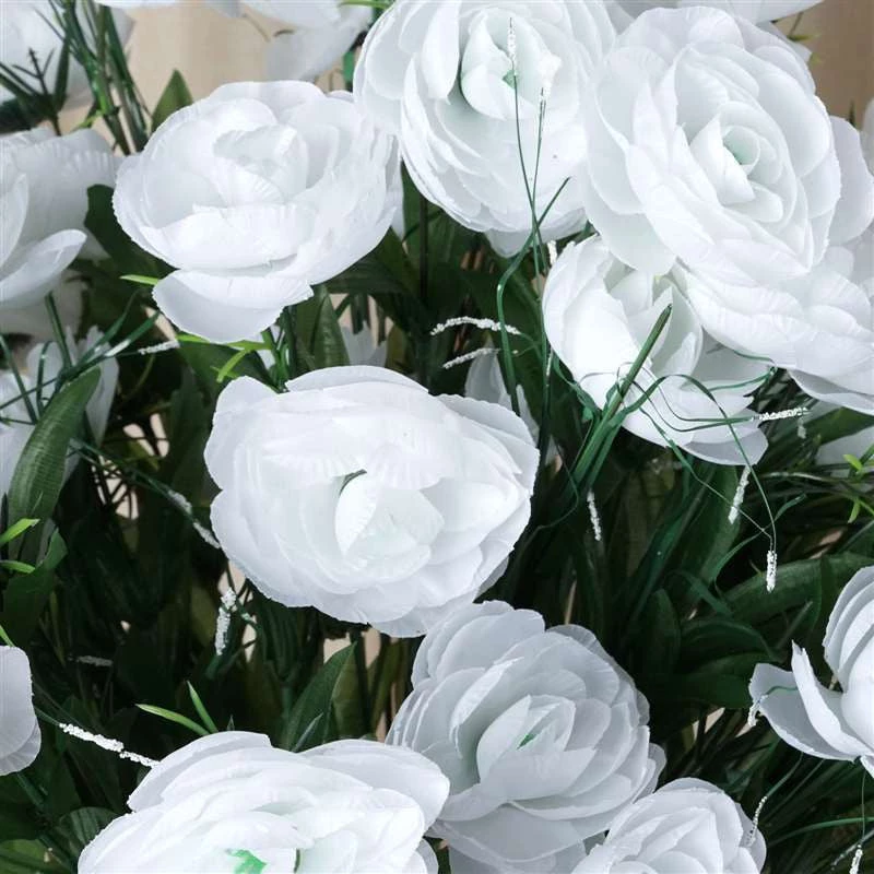 Silkflowersfactory Ranunculus Bush Artificial Silk Flowers - White 4 Silkflowersfactory Ranunculus Bush Artificial Silk Flowers - White