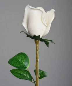 Silkflowersfactory Long Stem Roses Long Stem Rose Bud Artificial Silk Flowers - Cream