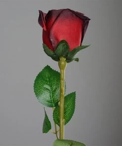 Silkflowersfactory Long Stem Roses Long Stem Rose Bud Artificial Silk Flowers - Black / Red