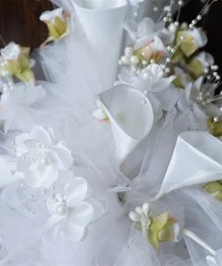Silkflowersfactory Handcrafted Bouquet Of Tulips & Lillies - White
