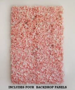 Silkflowersfactory Hydrangea Artificial Flower Wall Mat Panel - Blush - 4 Panels