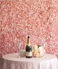 Silkflowersfactory Hydrangea Artificial Flower Wall Mat Panel - Blush - 4 Panels