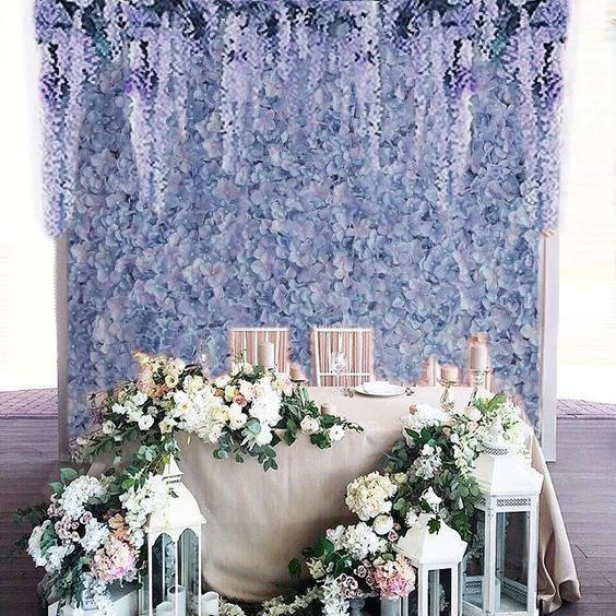 Silkflowersfactory Hydrangea Artificial Flower Wall Mat Panel - Blue - 4 Panels 9 Silkflowersfactory Hydrangea Artificial Flower Wall Mat Panel - Blue - 4 Panels