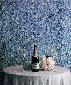 Silkflowersfactory Hydrangea Artificial Flower Wall Mat Panel - Blue - 4 Panels