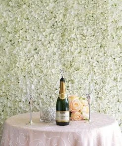 Silkflowersfactory Wall Panels Hydrangea Artificial Flower Wall Mat Panel - Cream - 4 Panels