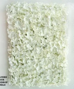Silkflowersfactory Wall Panels Hydrangea Artificial Flower Wall Mat Panel - Cream - 4 Panels