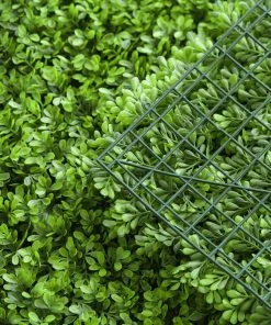 HIER_1920 11 Sq Ft. | 4 Panels Artificial Lime Green Boxwood Hedge Genlisea Faux Foliage Green Garden Wall Mat Wall Panels