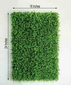 HIER_1920 11 Sq Ft. | 4 Panels Artificial Boxwood Hedge Baby Green Leaves Foliage | Green Garden Wall Mat