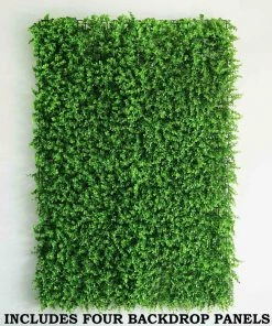 HIER_1920 11 Sq Ft. | 4 Panels Artificial Boxwood Hedge Baby Green Leaves Foliage | Green Garden Wall Mat