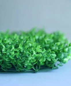 HIER_1920 11 Sq Ft. | 4 Panels Artificial Boxwood Hedge Baby Green Leaves Foliage | Green Garden Wall Mat