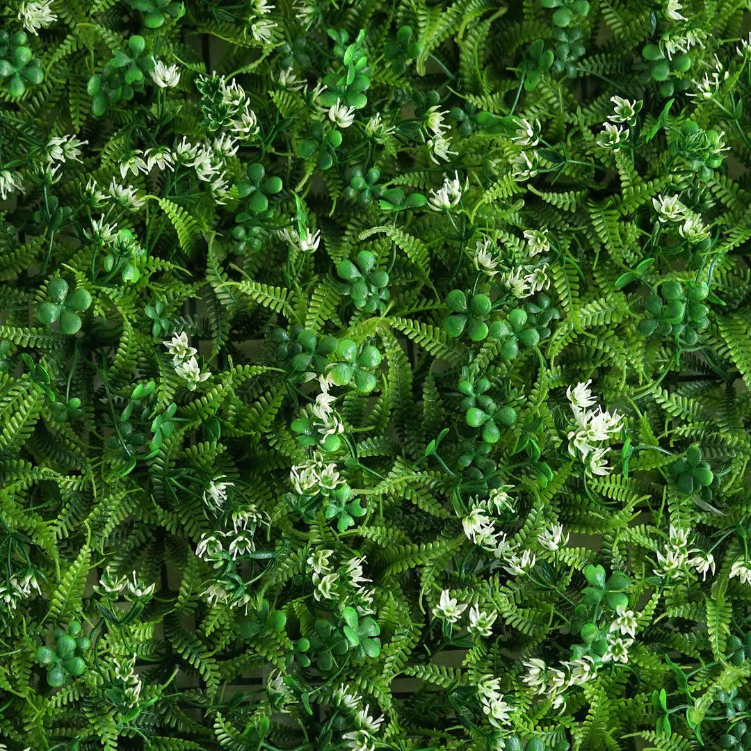 HIER_1920 11 Sq Ft. | 4 Panels Artificial Boxwood Hedge Palm Leaves Honeysuckles Shrubs And Clovers Faux Foliage Green Garden Wall Mat 9 HIER_1920 11 Sq Ft. | 4 Panels Artificial Boxwood Hedge Palm Leaves Honeysuckles Shrubs And Clovers Faux Foliage Green Garden Wall Mat