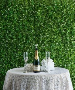 HIER_1920 11 Sq Ft. | 4 Panels Artificial Boxwood Hedge Palm Leaves Honeysuckles Shrubs And Clovers Faux Foliage Green Garden Wall Mat