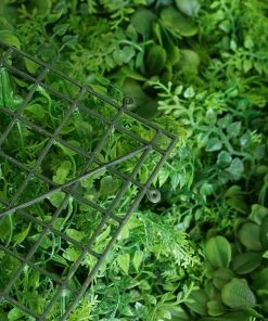 HIER_1920 11 Sq Ft. | 4 Panels Artificial Boxwood Hedge Black Locust And Cypress Leaves Foliage Green Garden Wall Mat Wall Panels