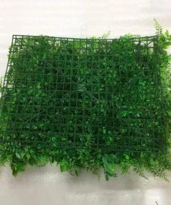 HIER_1920 11 Sq Ft. | 4 Panels Artificial Boxwood Hedge Black Locust And Cypress Leaves Foliage Green Garden Wall Mat Wall Panels