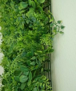 HIER_1920 11 Sq Ft. | 4 Panels Artificial Boxwood Hedge Black Locust And Cypress Leaves Foliage Green Garden Wall Mat Wall Panels