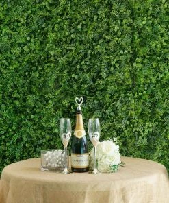 HIER_1920 11 Sq Ft. | 4 Panels Artificial Boxwood Hedge Black Locust And Cypress Leaves Foliage Green Garden Wall Mat Wall Panels