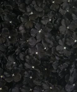 Silkflowersfactory Wall Panels Hydrangea Artificial Flower Wall Mat Panel - Black - 4 Panels