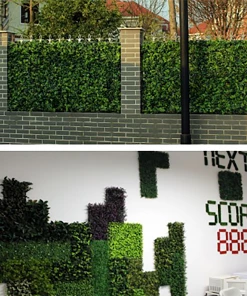 HIER_1920 11 Sq Ft. | 4 Panels Artificial Boxwood Hedge Palm Leaves Honeysuckles Shrubs And Clovers Faux Foliage Green Garden Wall Mat 32 HIER_1920 11 Sq Ft. | 4 Panels Artificial Boxwood Hedge Palm Leaves Honeysuckles Shrubs And Clovers Faux Foliage Green Garden Wall Mat