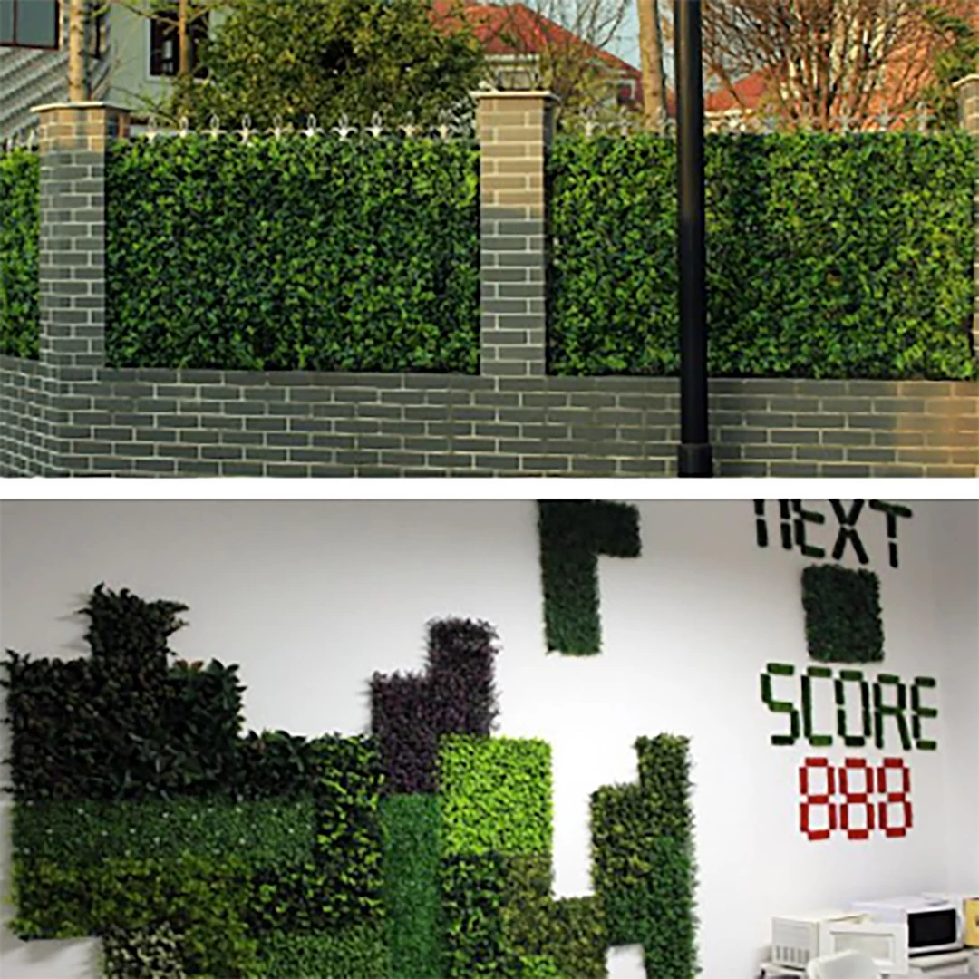 HIER_1920 11 Sq Ft. | 4 Panels Artificial Boxwood Hedge Palm Leaves Honeysuckles Shrubs And Clovers Faux Foliage Green Garden Wall Mat 17 HIER_1920 11 Sq Ft. | 4 Panels Artificial Boxwood Hedge Palm Leaves Honeysuckles Shrubs And Clovers Faux Foliage Green Garden Wall Mat