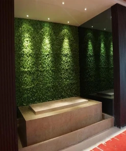HIER_1920 11 Sq Ft. | 4 Panels Artificial Lime Green Boxwood Hedge Genlisea Faux Foliage Green Garden Wall Mat Wall Panels