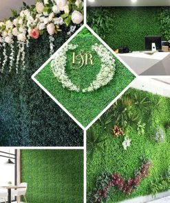HIER_1920 11 Sq Ft. | 4 Panels Artificial Boxwood Hedge Baby Green Leaves Foliage | Green Garden Wall Mat