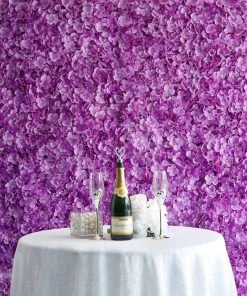 Silkflowersfactory Hydrangea Artificial Flower Wall Mat Panel - Purple - 4 Panels Wall Panels