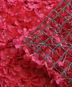 Silkflowersfactory Hydrangea Artificial Flower Wall Mat Panel - Red - 4 Panels 8 Silkflowersfactory Hydrangea Artificial Flower Wall Mat Panel - Red - 4 Panels