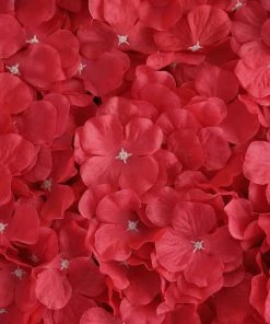 Silkflowersfactory Hydrangea Artificial Flower Wall Mat Panel - Red - 4 Panels