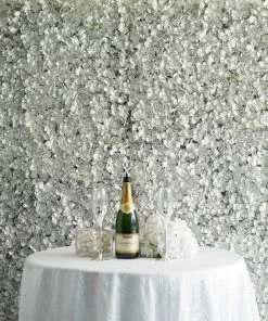 Silkflowersfactory Hydrangea Artificial Flower Wall Mat Panel - Silver - 4 Panels