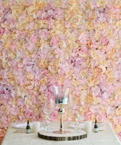 HIER_1910 13 Sq Ft. | SET Of 4 | UV Protected Assorted Silk Flower Wall Panels | Flower Wall Backdrop - Pink | Champagne