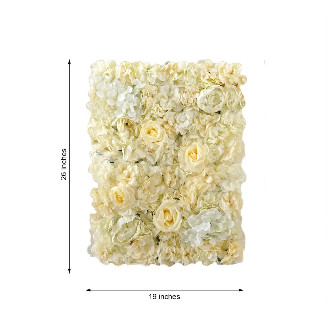 HIER_1910 13 Sq Ft. | SET Of 4 | UV Protected Assorted Silk Flower Wall Panels | Flower Wall Backdrop - White | Champagne 8 HIER_1910 13 Sq Ft. | SET Of 4 | UV Protected Assorted Silk Flower Wall Panels | Flower Wall Backdrop - White | Champagne