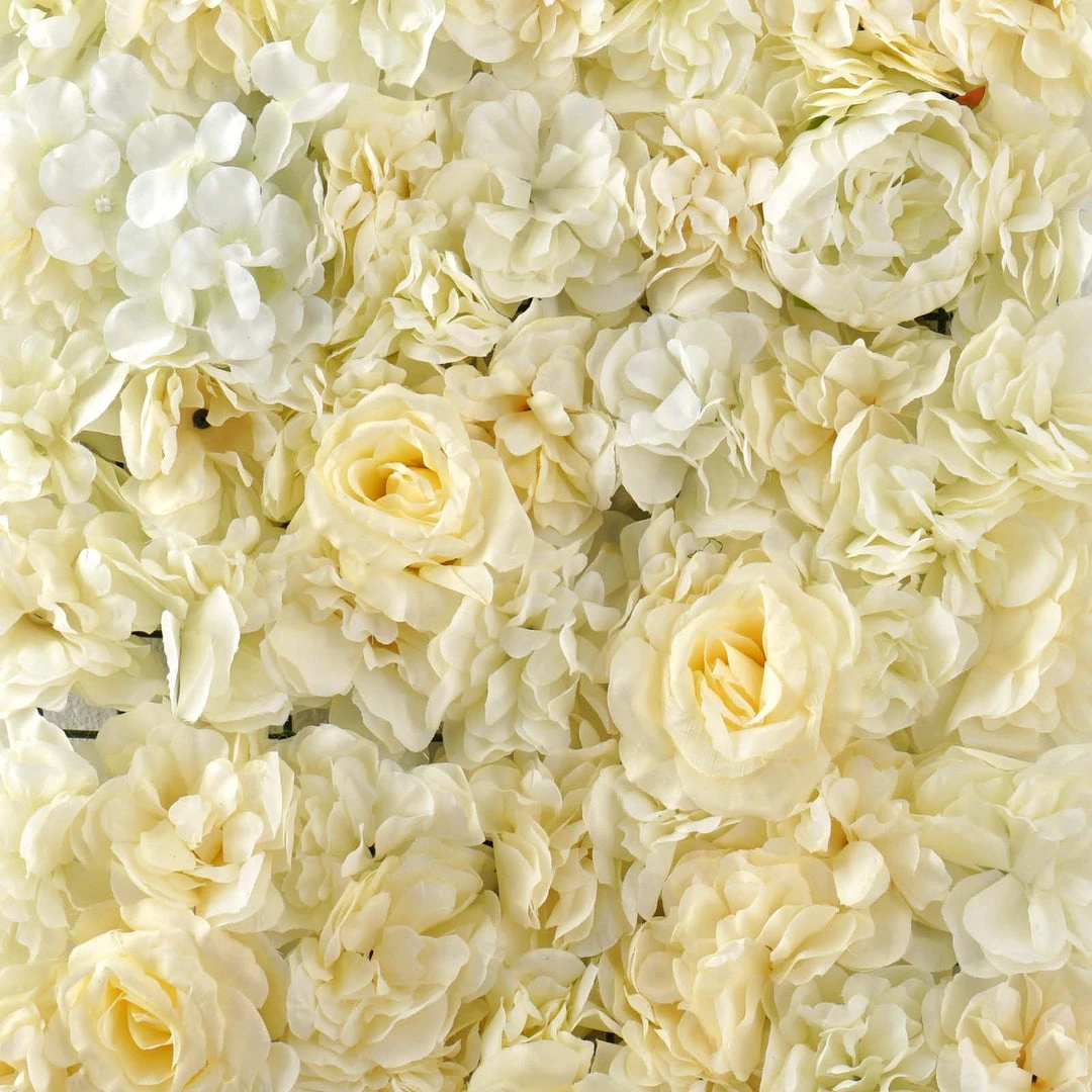 HIER_1910 13 Sq Ft. | SET Of 4 | UV Protected Assorted Silk Flower Wall Panels | Flower Wall Backdrop - White | Champagne 9 HIER_1910 13 Sq Ft. | SET Of 4 | UV Protected Assorted Silk Flower Wall Panels | Flower Wall Backdrop - White | Champagne