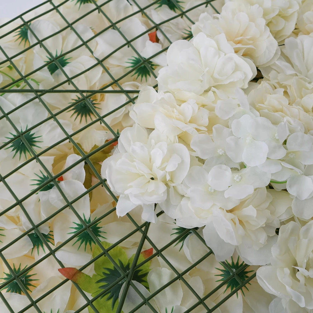 HIER_1910 13 Sq Ft. | SET Of 4 | UV Protected Assorted Silk Flower Wall Panels | Flower Wall Backdrop - White | Champagne 11 HIER_1910 13 Sq Ft. | SET Of 4 | UV Protected Assorted Silk Flower Wall Panels | Flower Wall Backdrop - White | Champagne