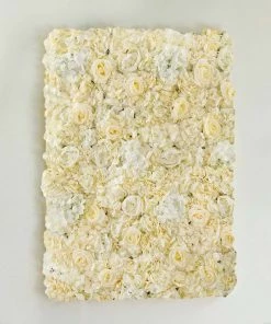 HIER_1910 13 Sq Ft. | SET Of 4 | UV Protected Assorted Silk Flower Wall Panels | Flower Wall Backdrop - White | Champagne