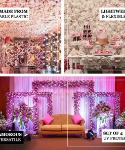 HIER_1910 13 Sq Ft. | SET Of 4 | UV Protected Assorted Silk Flower Wall Panels | Flower Wall Backdrop - White | Champagne 15 HIER_1910 13 Sq Ft. | SET Of 4 | UV Protected Assorted Silk Flower Wall Panels | Flower Wall Backdrop - White | Champagne