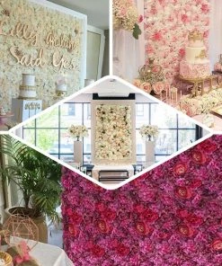 HIER_1910 13 Sq Ft. | SET Of 4 | UV Protected Assorted Silk Flower Wall Panels | Flower Wall Backdrop - Spring Mix