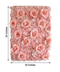 HIER_1910 Pack Of 4 - 11 Sq Ft. UV Protected 3D Blush | Rose Gold Cream Silk Rose & Hydrangea Flower Wall Mat Panel 16 HIER_1910 Pack Of 4 - 11 Sq Ft. UV Protected 3D Blush | Rose Gold Cream Silk Rose & Hydrangea Flower Wall Mat Panel