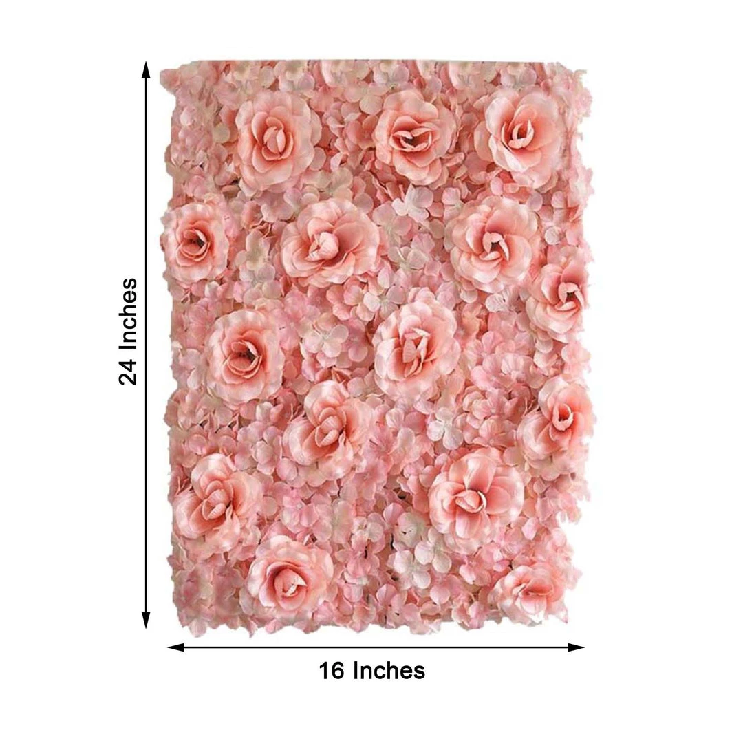 HIER_1910 Pack Of 4 - 11 Sq Ft. UV Protected 3D Blush | Rose Gold Cream Silk Rose & Hydrangea Flower Wall Mat Panel 8 HIER_1910 Pack Of 4 - 11 Sq Ft. UV Protected 3D Blush | Rose Gold Cream Silk Rose & Hydrangea Flower Wall Mat Panel