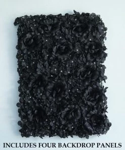 HIER_1910 Wall Panels Pack Of 4 - 11 Sq Ft. UV Protected 3D Black Silk Rose & Hydrangea Flower Wall Mat Panel 26 HIER_1910 Wall Panels Pack Of 4 - 11 Sq Ft. UV Protected 3D Black Silk Rose & Hydrangea Flower Wall Mat Panel