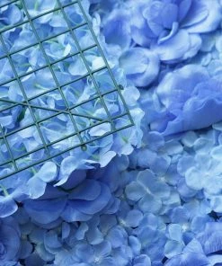 HIER_1910 Pack Of 4 - 11 Sq Ft. UV Protected 3D Blue Silk Rose & Hydrangea Flower Wall Mat Panel