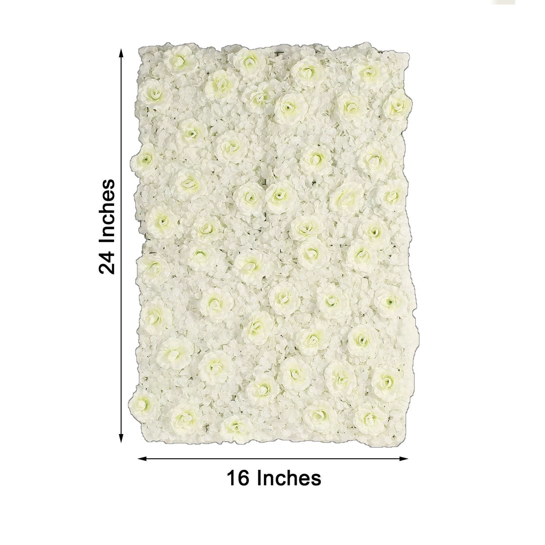 HIER_1910 Wall Panels Pack Of 4 - 11 Sq Ft. UV Protected 3D Cream Silk Rose & Hydrangea Flower Wall Mat Panel 8 HIER_1910 Wall Panels Pack Of 4 - 11 Sq Ft. UV Protected 3D Cream Silk Rose & Hydrangea Flower Wall Mat Panel