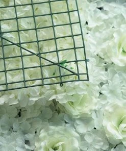 HIER_1910 Wall Panels Pack Of 4 - 11 Sq Ft. UV Protected 3D Cream Silk Rose & Hydrangea Flower Wall Mat Panel 14 HIER_1910 Wall Panels Pack Of 4 - 11 Sq Ft. UV Protected 3D Cream Silk Rose & Hydrangea Flower Wall Mat Panel