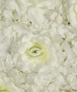 HIER_1910 Wall Panels Pack Of 4 - 11 Sq Ft. UV Protected 3D Cream Silk Rose & Hydrangea Flower Wall Mat Panel 20 HIER_1910 Wall Panels Pack Of 4 - 11 Sq Ft. UV Protected 3D Cream Silk Rose & Hydrangea Flower Wall Mat Panel