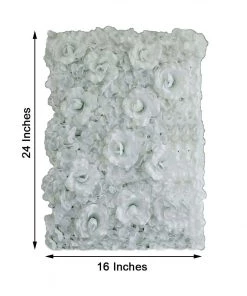 HIER_1910 Wall Panels Pack Of 4 - 11 Sq Ft. UV Protected 3D White Silk Rose & Hydrangea Flower Wall Mat Panel