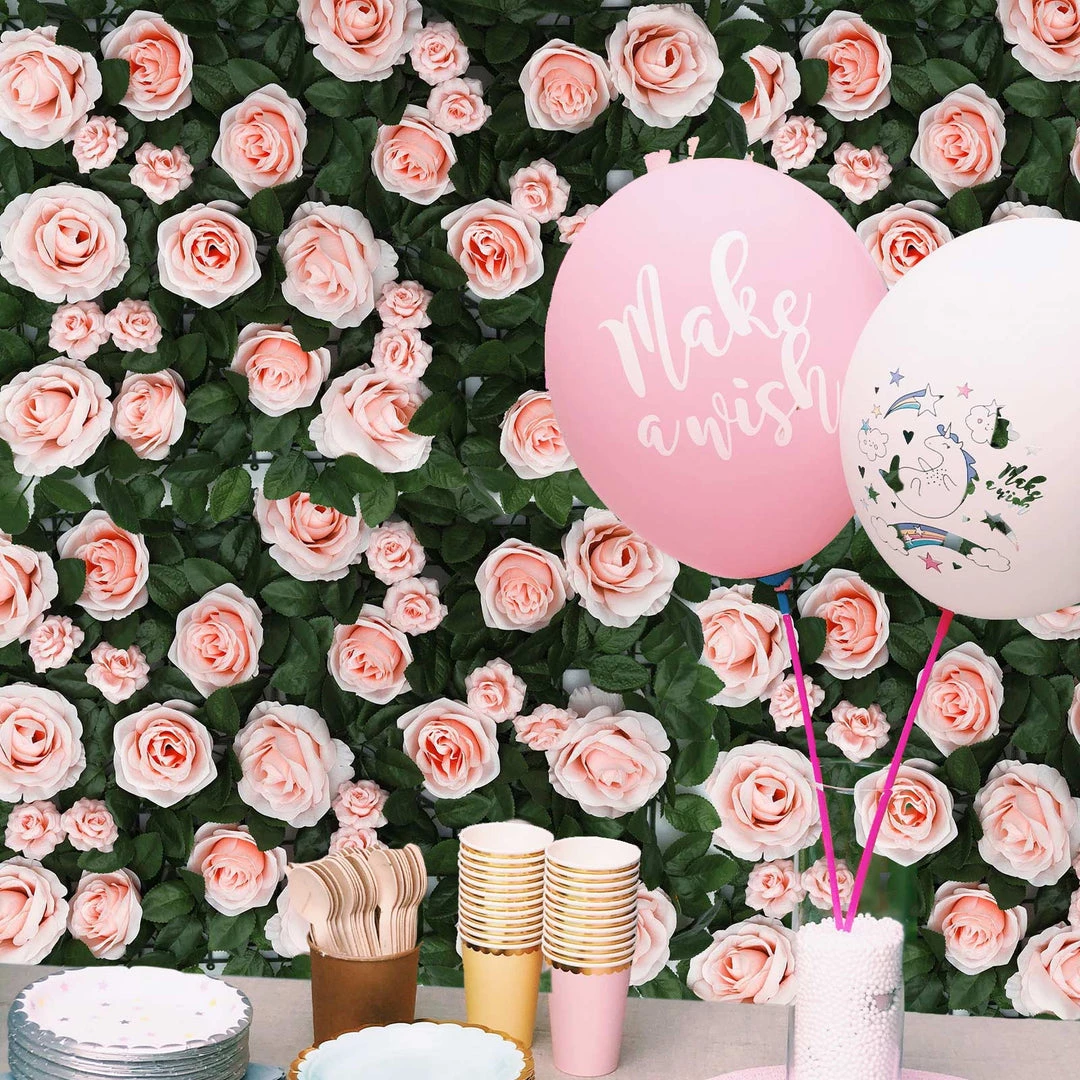 HIER_1910 3 Sq Ft - Silk Rose Flower Wall Panels, Wedding Backdrop Wall Decor - Rose Gold | Blush 4 HIER_1910 3 Sq Ft - Silk Rose Flower Wall Panels, Wedding Backdrop Wall Decor - Rose Gold | Blush